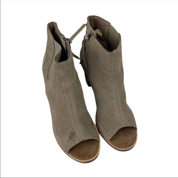 Tom's Peep Toe Booties Majorca Toffee Suede - Picture 4 of 10